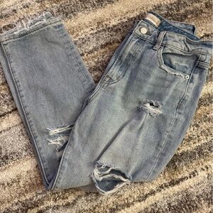 Altar'd State Light Blue Distressed Cropped Jeans